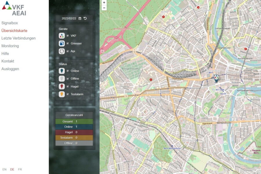 Portail « Protection grêle – tout simplement automatique » - Carte générale des sites
