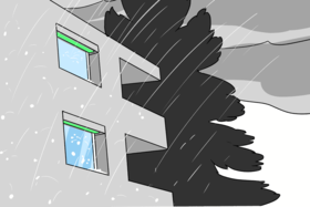 En raison du danger de grêle, les stores sont relevés et donc bien protégés